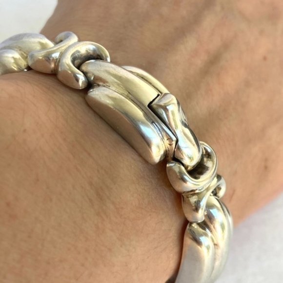 VTG Sterling Silver 925 Signed Bayanihan Modernist Panel Link Bracelet 7.25" 34g - Picture 12 of 16